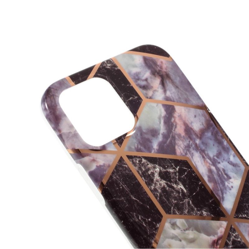 Etui iPhone 12 Mini Biały Czarny Geometria Silikonowego Marmuru