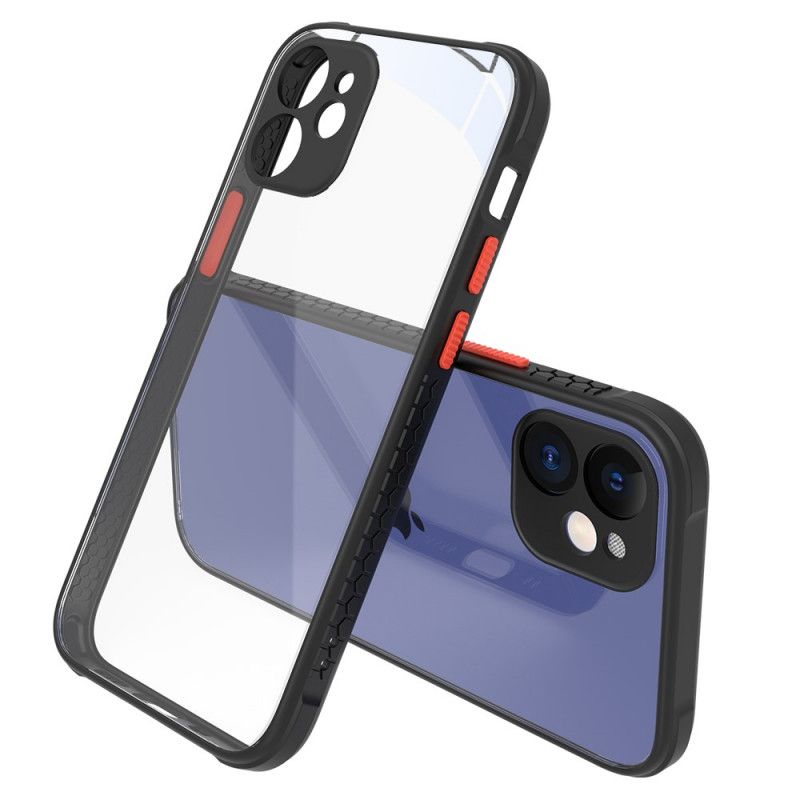 Etui iPhone 12 Mini Czerwony Czarny Hybrydowa Silikonowa Konstrukcja Obręczy Etui Ochronne