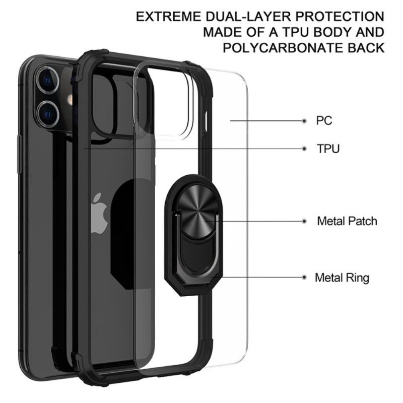 Etui iPhone 12 Mini Czerwony Czarny Hybrydowy Pierścień Premium Etui Ochronne