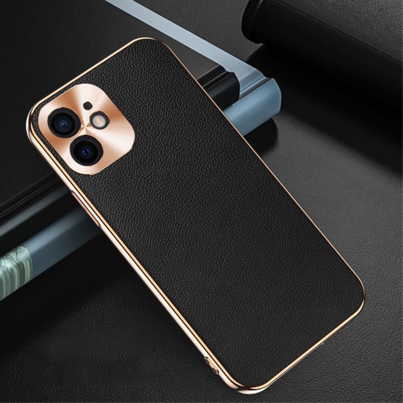 Etui iPhone 12 Mini Czerwony Czarny Moduł Fotograficzny Do Ochrony Z Prawdziwej Skóry