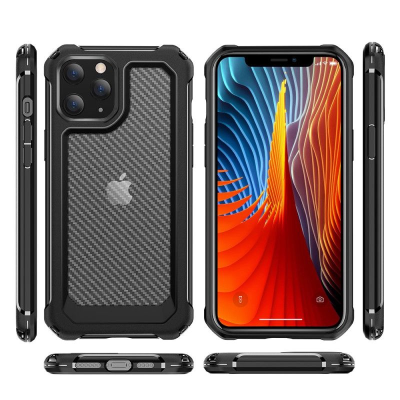 Etui iPhone 12 Mini Czerwony Czarny Przezroczysta Tekstura Włókna Węglowego Etui Ochronne