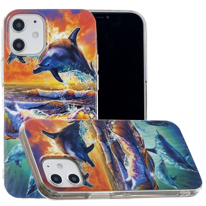 Etui iPhone 12 Mini Delfiny Na Wolności Etui Ochronne