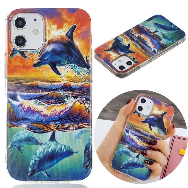 Etui iPhone 12 Mini Delfiny Na Wolności Etui Ochronne