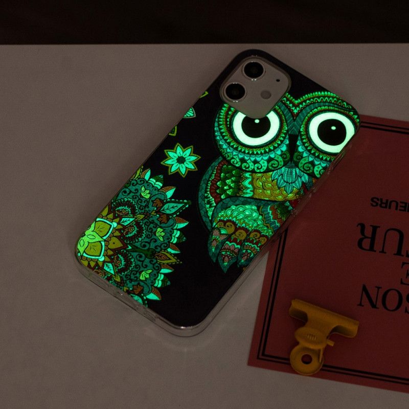 Etui iPhone 12 Mini Fluorescencyjna Sowa Mandala