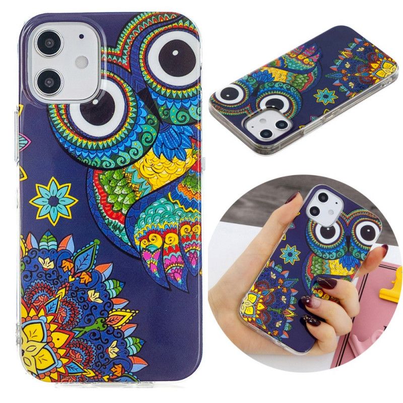 Etui iPhone 12 Mini Fluorescencyjna Sowa Mandala