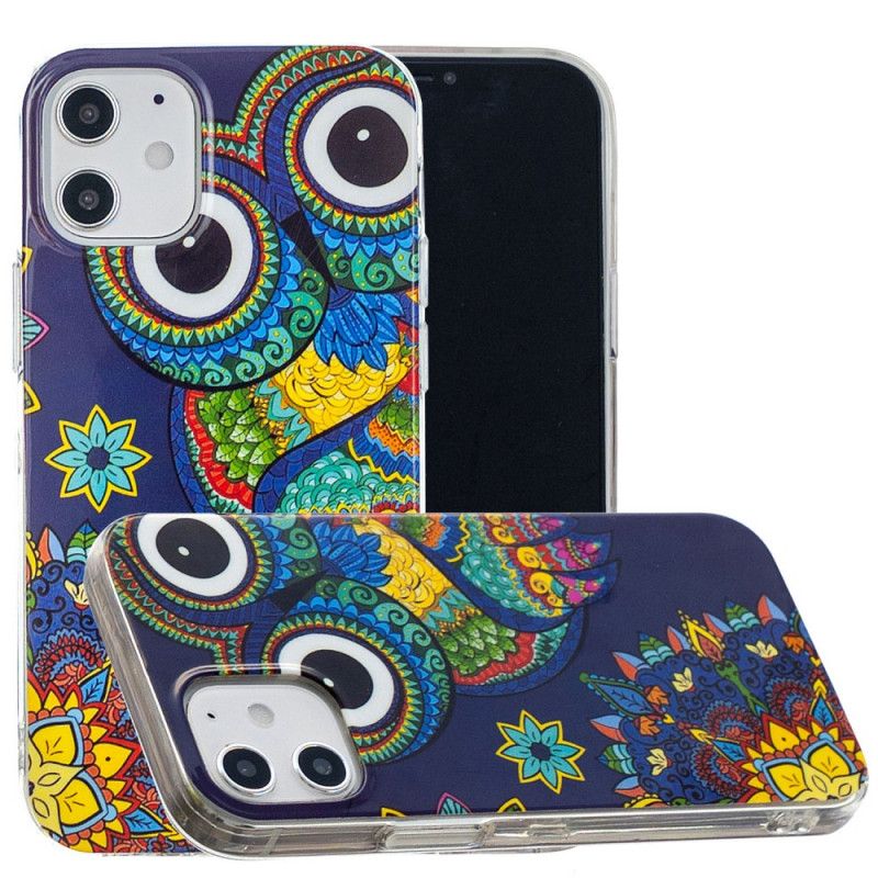 Etui iPhone 12 Mini Fluorescencyjna Sowa Mandala