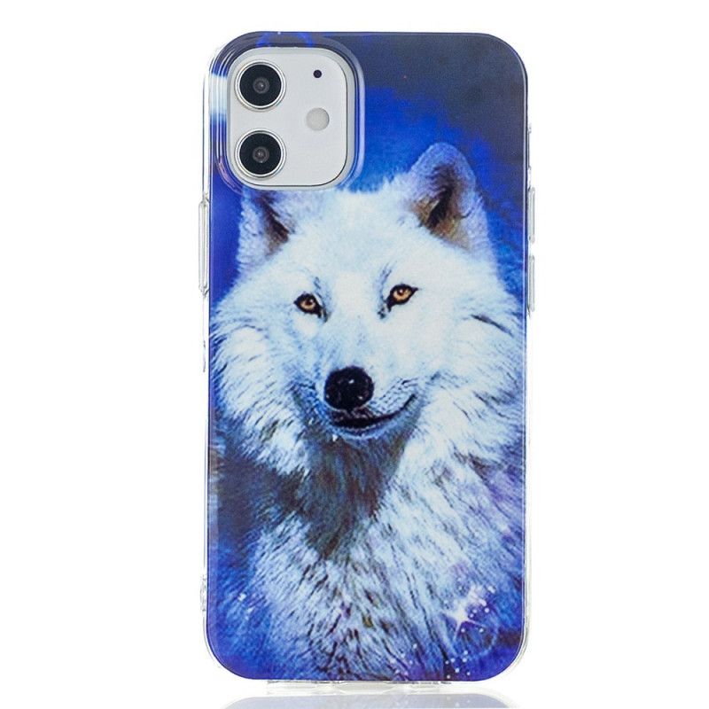 Etui iPhone 12 Mini Granatowy Czarny Fluorescencyjna Seria Wilków