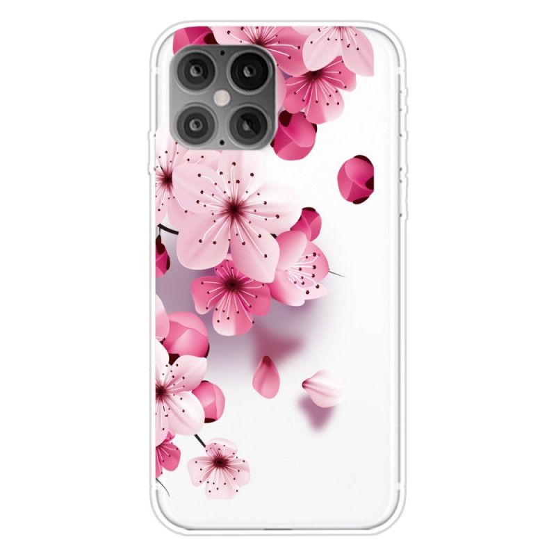 Etui iPhone 12 Mini Różowy Magenta Premium Kwiatowy