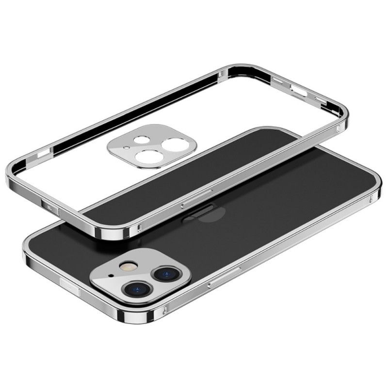 Etui iPhone 12 Mini Srebrny Fioletowy Przezroczyste Krawędzie Ze Stopu Aluminium