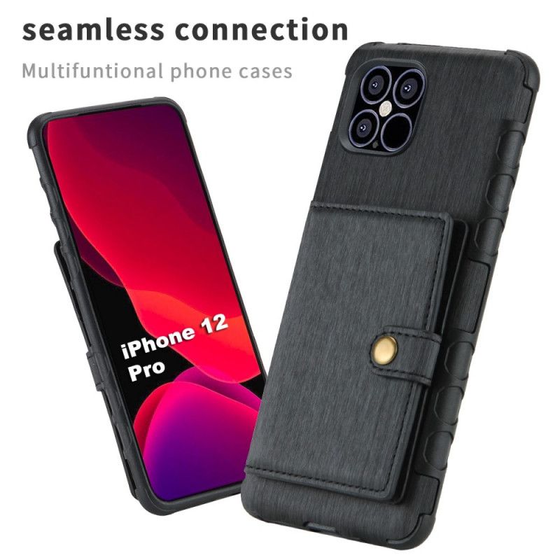 Etui iPhone 12 Mini Szary Czarny Składany Uchwyt Na Karty Etui Ochronne