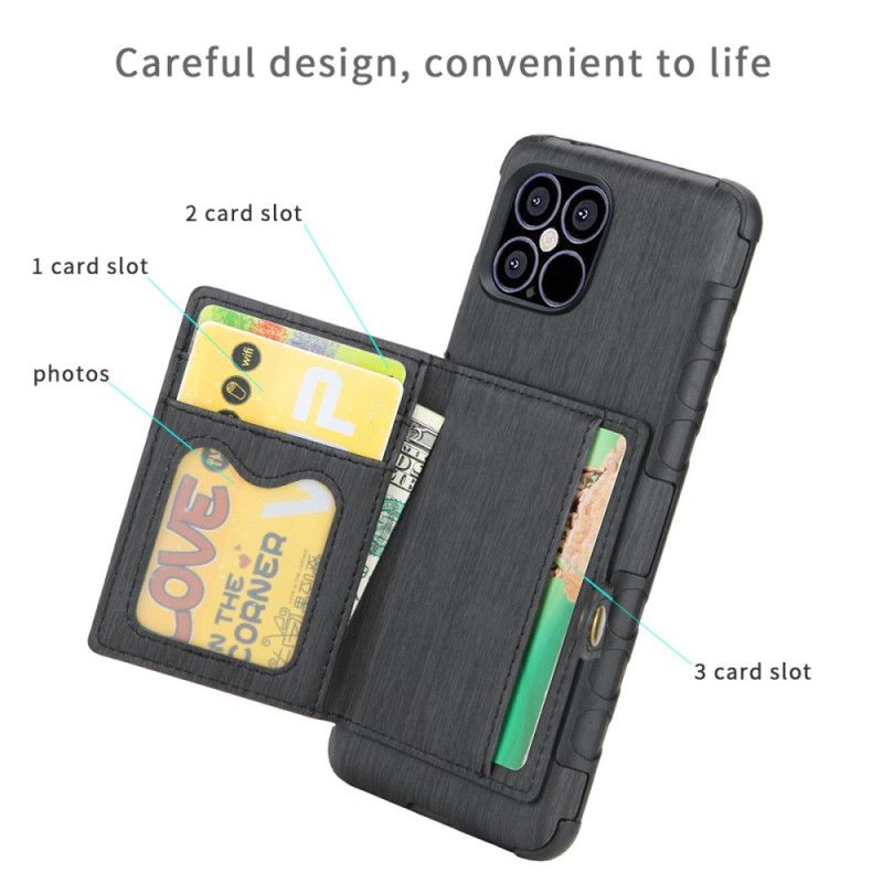 Etui iPhone 12 Mini Szary Czarny Składany Uchwyt Na Karty Etui Ochronne