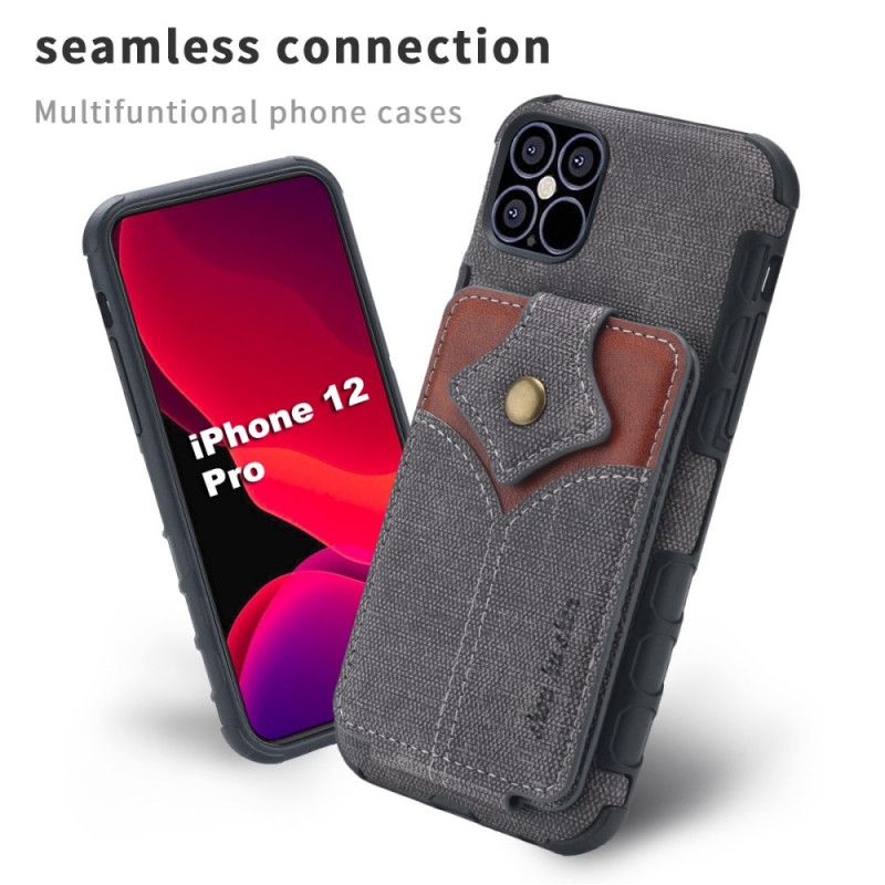 Etui iPhone 12 Mini Szary Czarny Teksturowane Składane Etui Na Karty