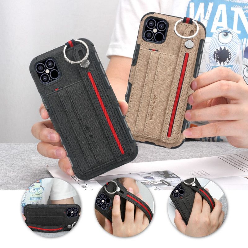 Etui iPhone 12 Mini Szary Czarny Tkanina Shouhushen