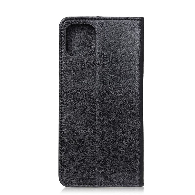 Flip Kotelot iPhone 12 Mini Czerwony Czarny Elegancka Dwoina Skórzana