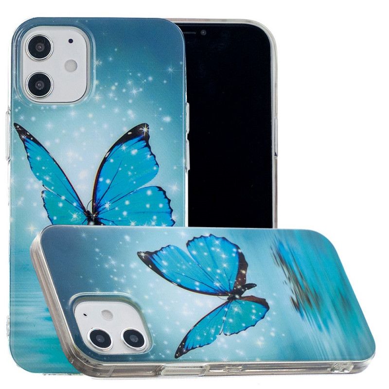 Futerały iPhone 12 Mini Etui na Telefon Fluorescencyjny Niebieski Motyl