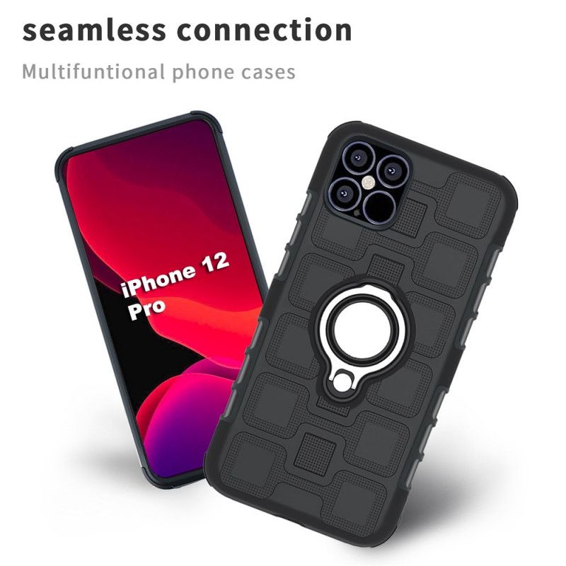 Futerały iPhone 12 Mini Szary Czarny Etui na Telefon Super Mocny Z Pierścieniem Podtrzymującym