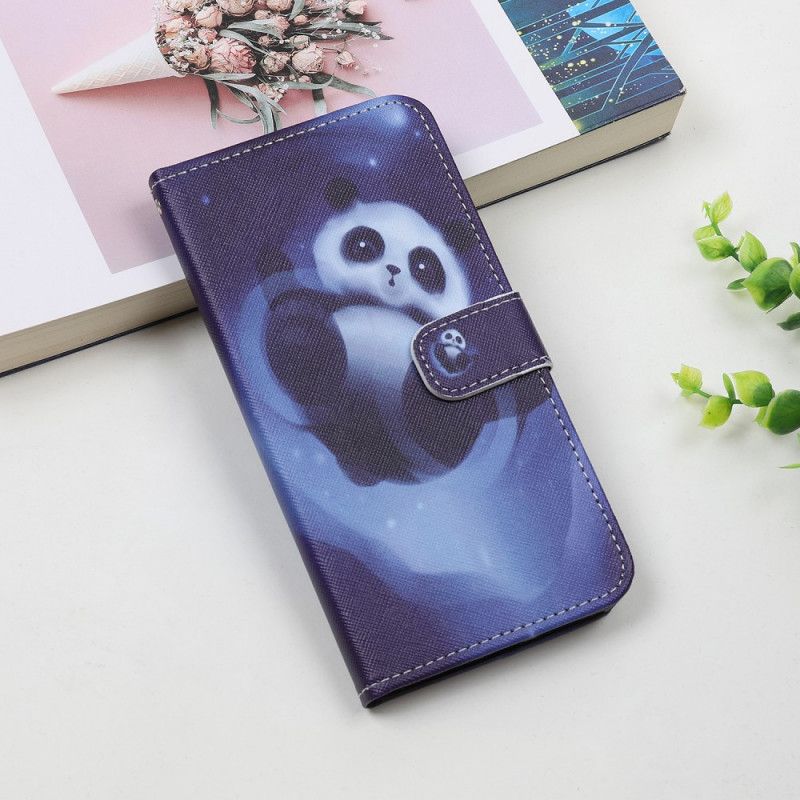 Skórzany Futerał iPhone 12 Mini Etui na Telefon Przestrzeń Panda Ze Stringami