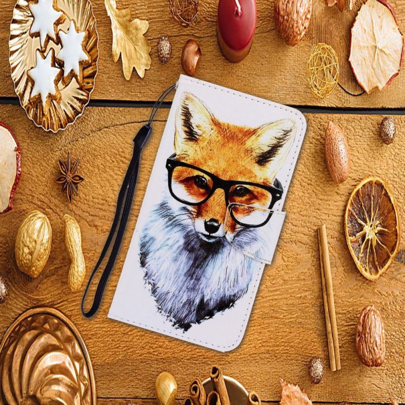 Skórzany Futerał iPhone 12 Mini Nerd Fox Ze Stringami