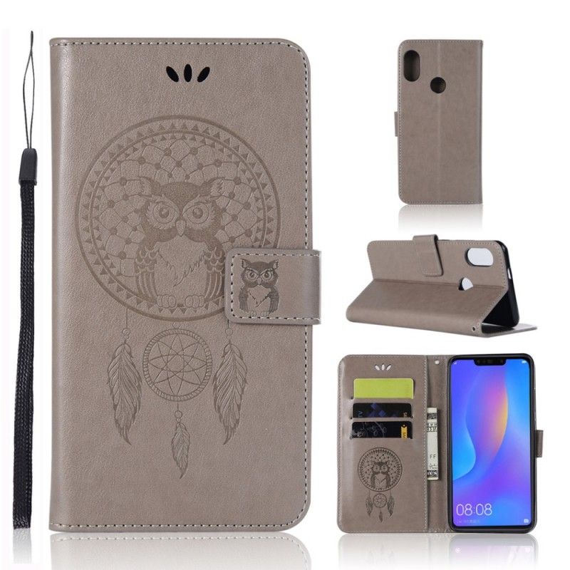 Etui Folio Honor 8X Cyjan Jasnoniebieski Łapacz Snów Sowy Z Efektem Skóry Etui Ochronne