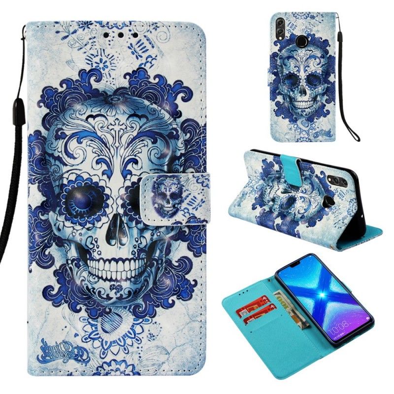 Etui Folio Honor 8X Niebieska Czaszka Etui Ochronne