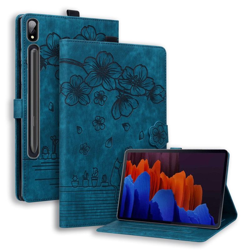 Etui Folio Samsung Galaxy Tab S9 Fe Plus Wzór W Kwiaty I Koty Etui Ochronne