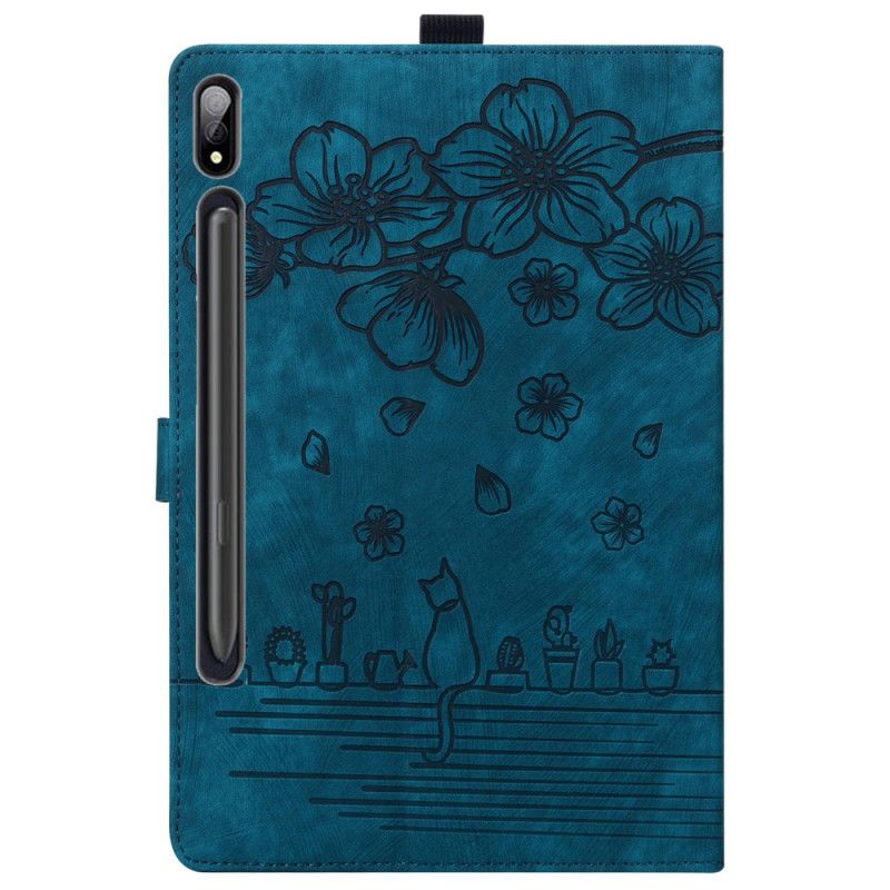 Etui Folio Samsung Galaxy Tab S9 Fe Plus Wzór W Kwiaty I Koty Etui Ochronne