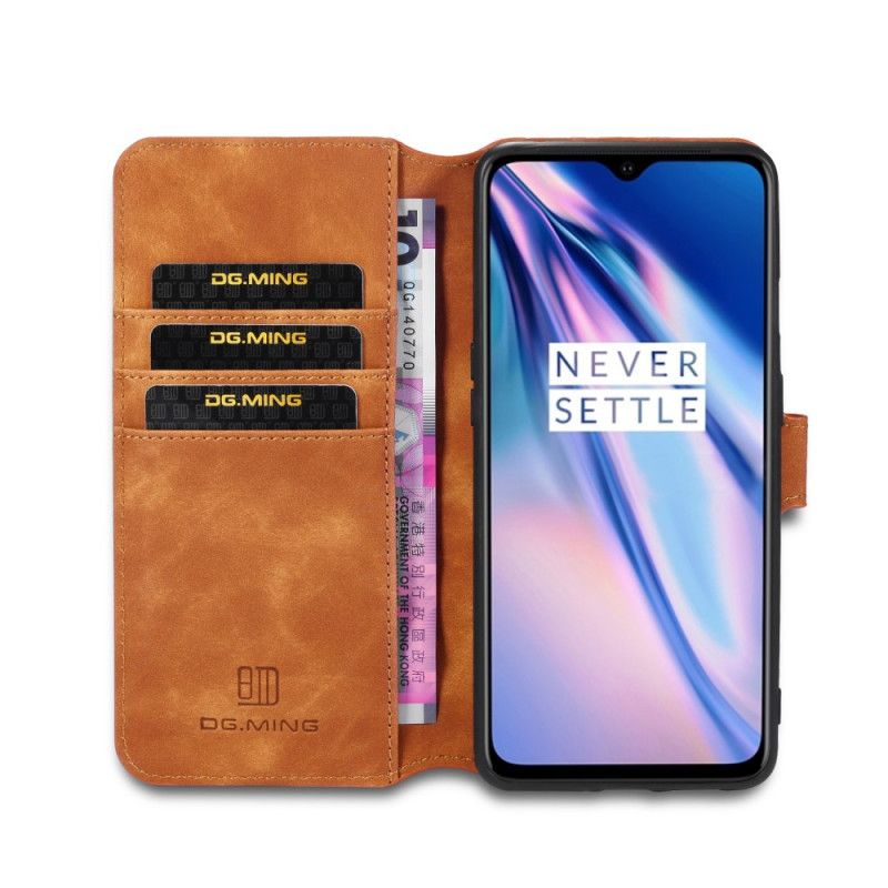 Etui Folio OnePlus 7T Szary Czarny Retro Dg.Ming Etui Ochronne