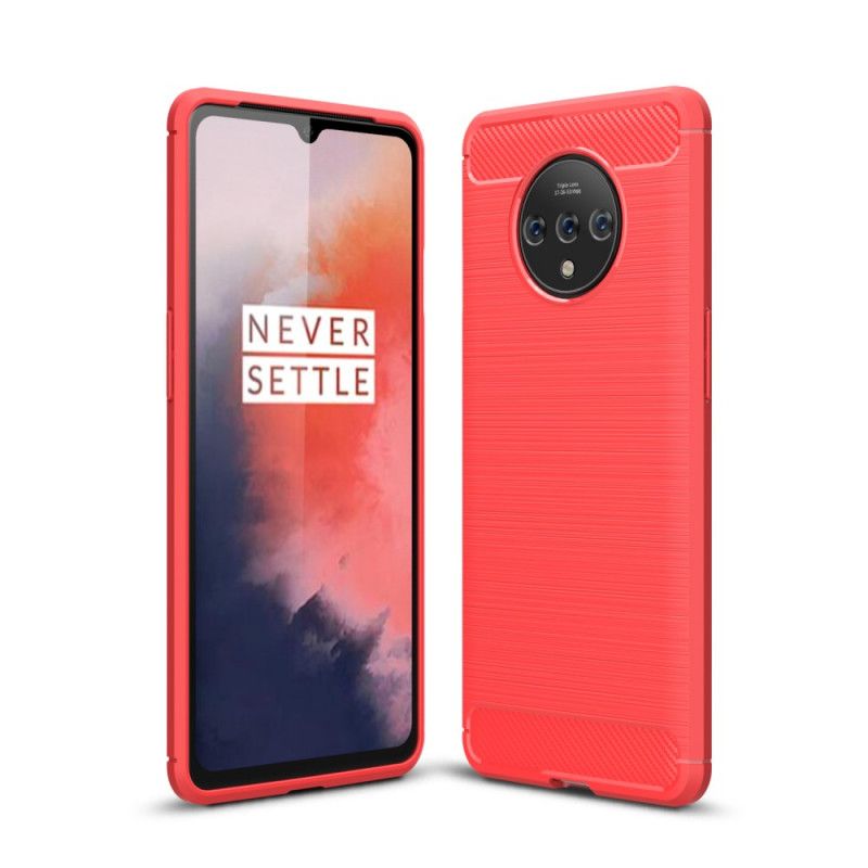 Etui OnePlus 7T Czerwony Czarny Szczotkowane Włókno Węglowe