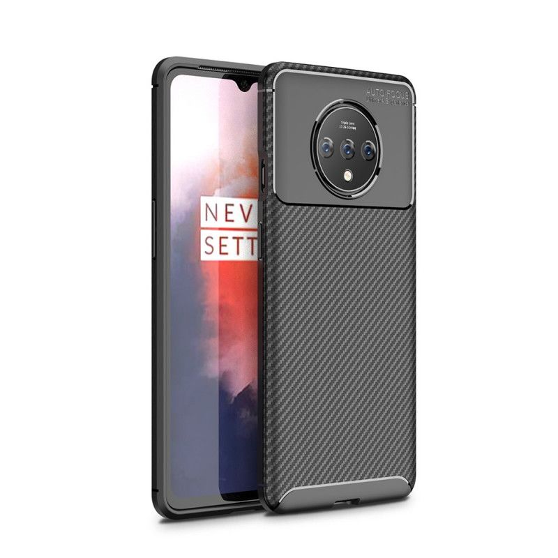 Etui OnePlus 7T Granatowy Czarny Elastyczna Tekstura Włókna Węglowego