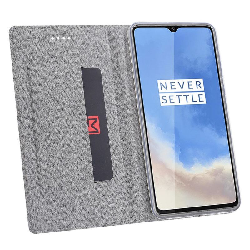 Flip Kotelot OnePlus 7T Szary Czarny Teksturowany Vili Dmx