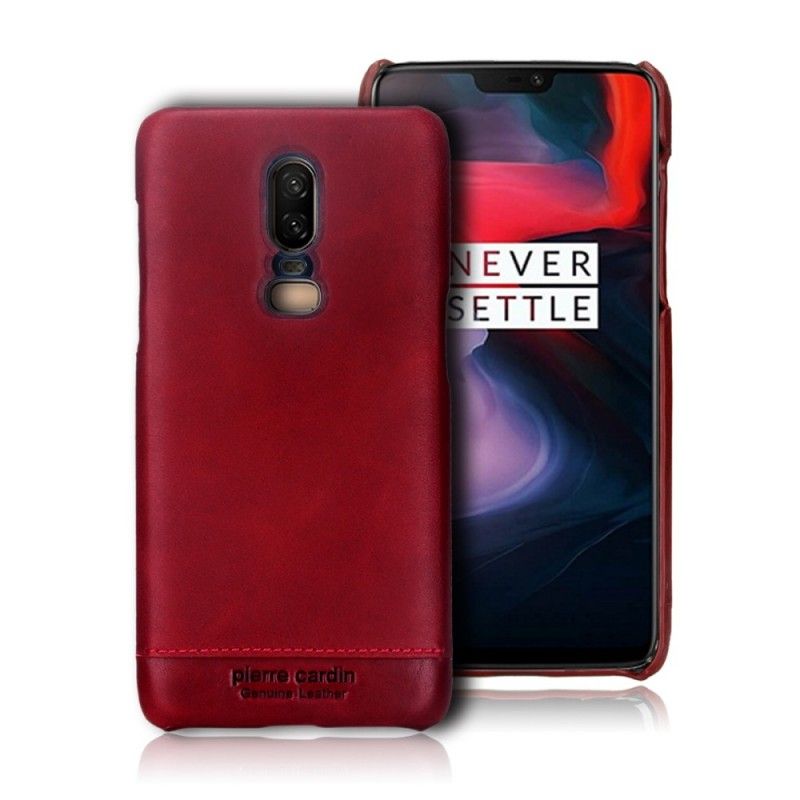 Etui OnePlus 6 Czerwony Czarny Skóra Pierre Cardin