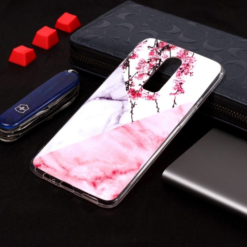 Etui OnePlus 6 Marmurkowe Kwiaty Śliwki