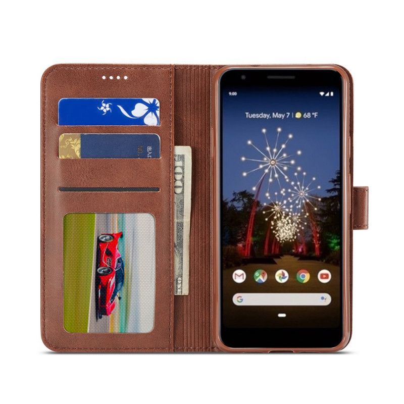 Etui Folio Google Pixel 3A XL Magenta Czarny Lc.Imeeke Efekt Skóry