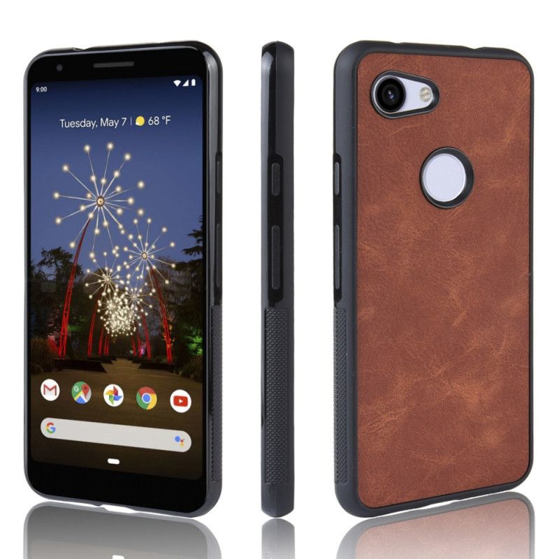 Etui Google Pixel 3A XL Brązowy Ciemnoniebieski Efekt Skóry W Stylu Vintage