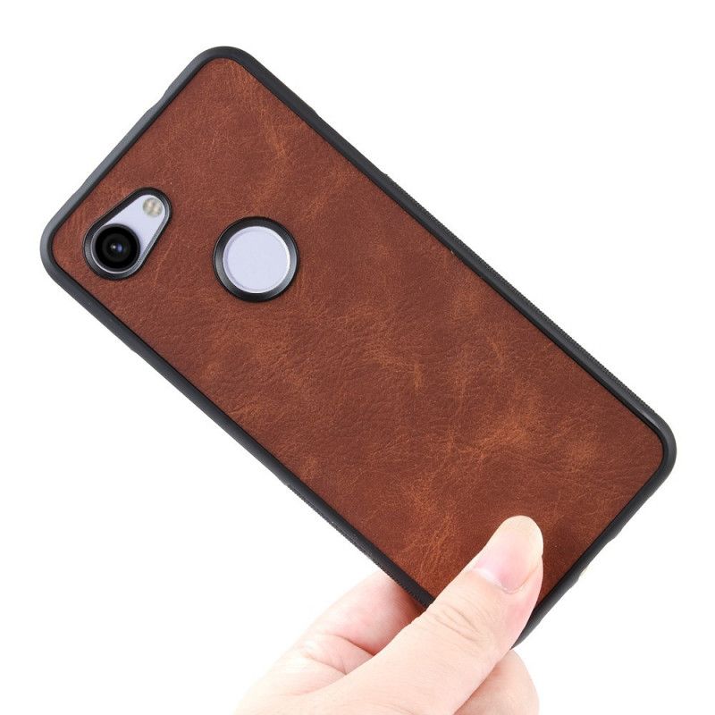 Etui Google Pixel 3A XL Brązowy Ciemnoniebieski Efekt Skóry W Stylu Vintage