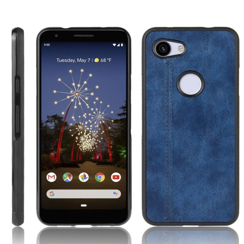 Etui Google Pixel 3A XL Czerwony Czarny Efekt Szytej Skóry