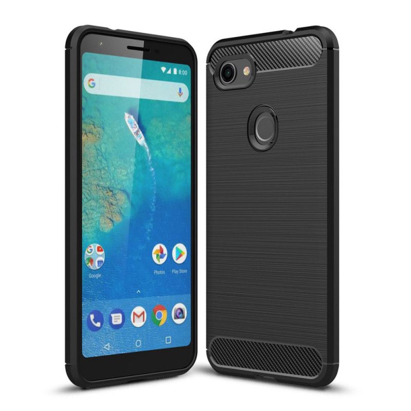 Futerały Google Pixel 3A XL Czerwony Czarny Szczotkowane Włókno Węglowe