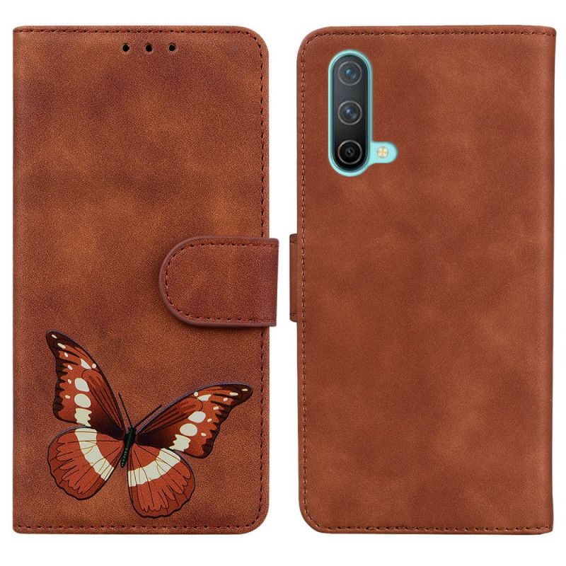 Etui Folio Oneplus Nord Ce 5g Motyl Dotykający Skóry Etui Ochronne