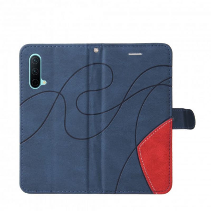 Etui Folio Oneplus Nord Ce 5g Sygnatura Dwukolorowa Sztuczna Skóra Etui Ochronne