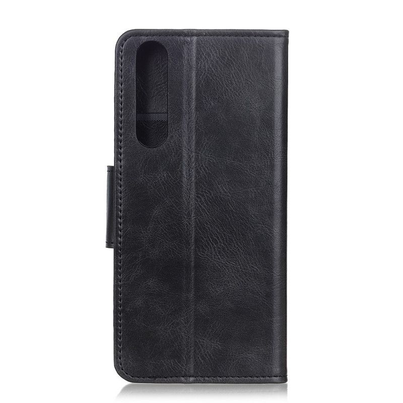 Etui Folio Sony Xperia 5 II Zielony Czarny Zapięcie Dwustronne Z Efektem Skóry