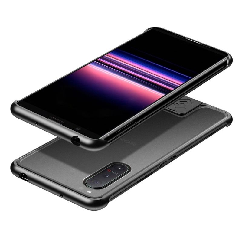 Etui Sony Xperia 5 II Czerwony Czarny Lenuo Metalowa Obręcz