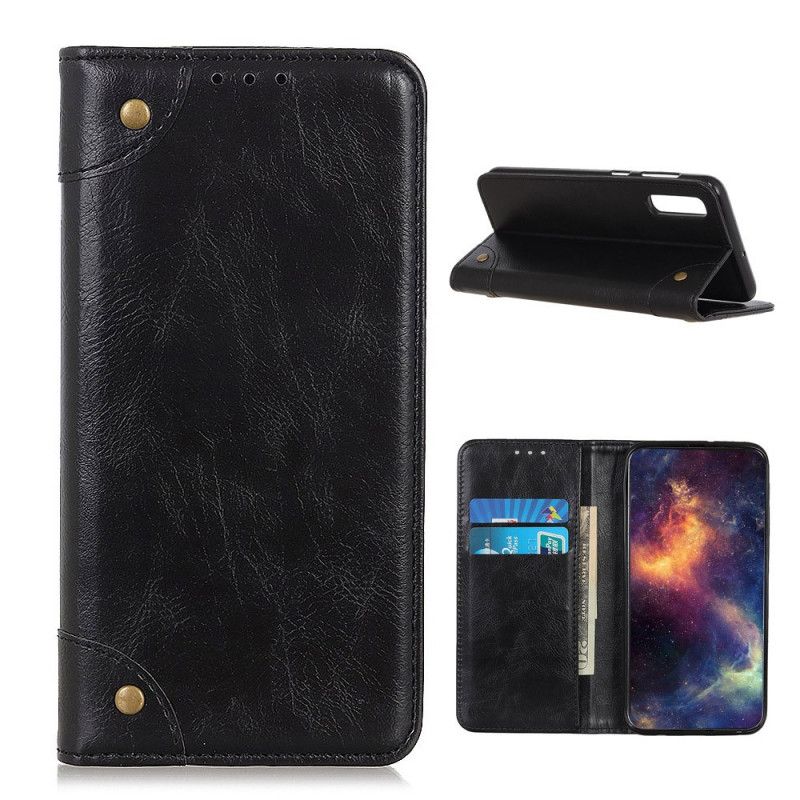 Flip Kotelot Sony Xperia 5 II Czerwony Czarny Etui na Telefon Nity Z Dwoiny W Stylu Vintage