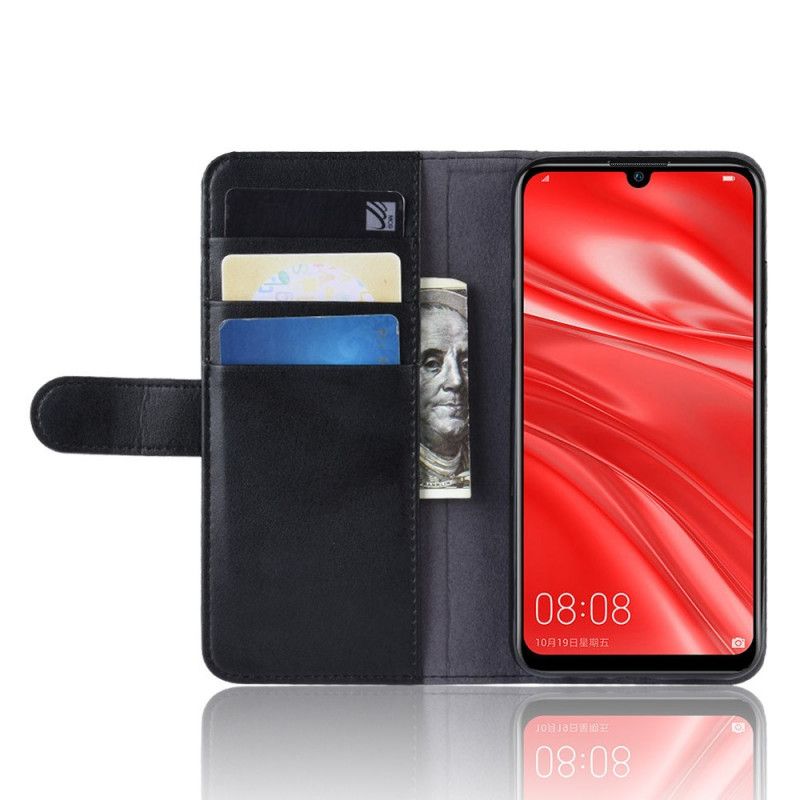 Etui Folio Huawei P Smart Plus 2019 Czarny Prawdziwa Skóra