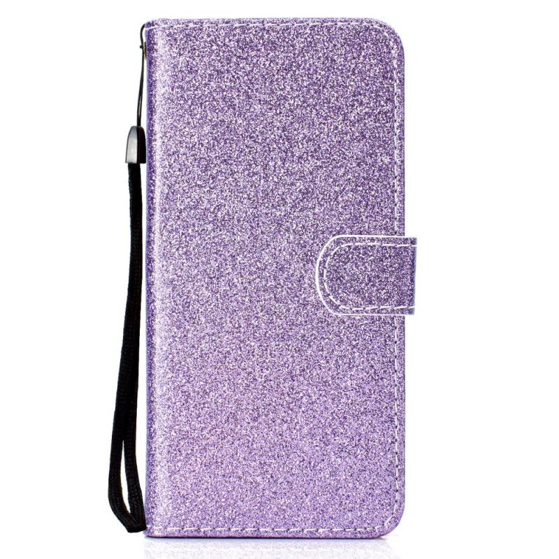 Etui Folio Huawei P Smart Plus 2019 Fioletowy Magenta Brokat Etui Ochronne