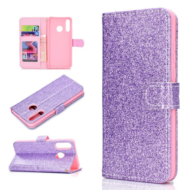 Etui Folio Huawei P Smart Plus 2019 Fioletowy Magenta Brokat Etui Ochronne