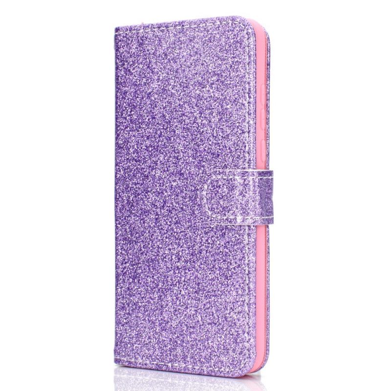 Etui Folio Huawei P Smart Plus 2019 Fioletowy Magenta Brokat Etui Ochronne