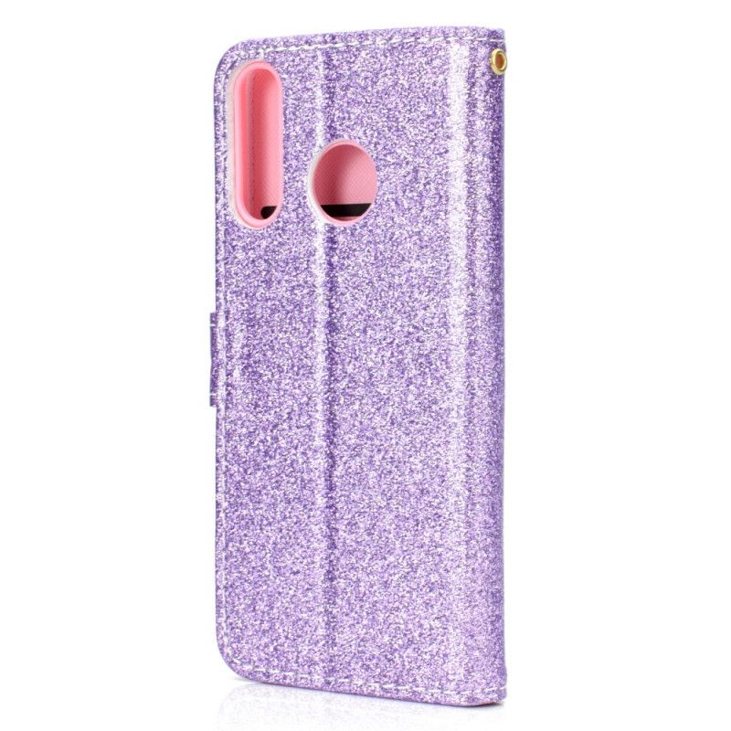 Etui Folio Huawei P Smart Plus 2019 Fioletowy Magenta Brokat Etui Ochronne