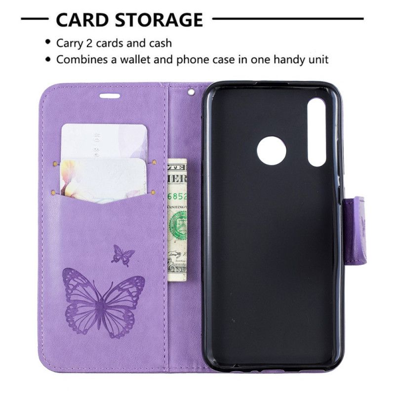 Etui Folio Huawei P Smart Plus 2019 Granatowy Szary Motyle W Locie Ze Stringami