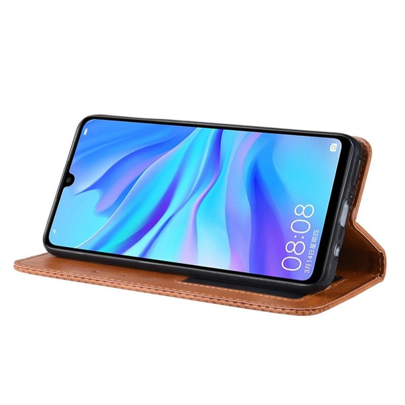 Flip Kotelot Huawei P Smart Plus 2019 Granatowy Czerwony Stylizowany Efekt Skóry W Stylu Vintage