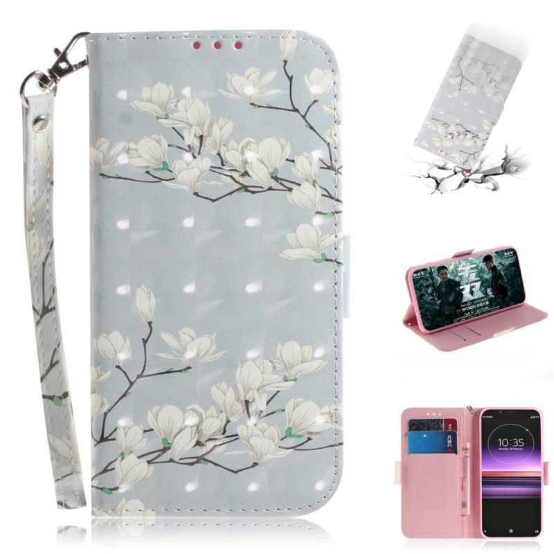 Etui Folio Sony Xperia 1 Kwitnące Drzewo Ze Stringami